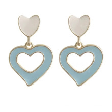 Shangjie OEM joyas Fashion Women Earrings Ins Dainty Earrings Double Color Fresh Stud Jewelry Heart Earrings